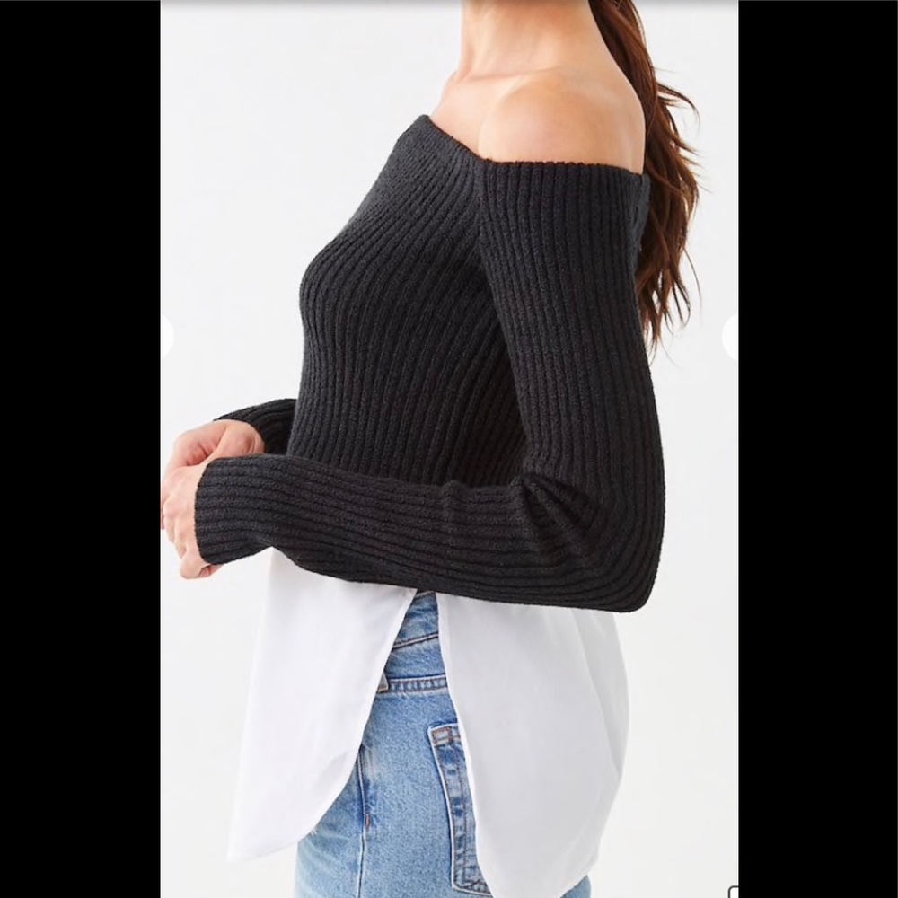 LUSH Sweater Shirt Combo Off the Shoulder